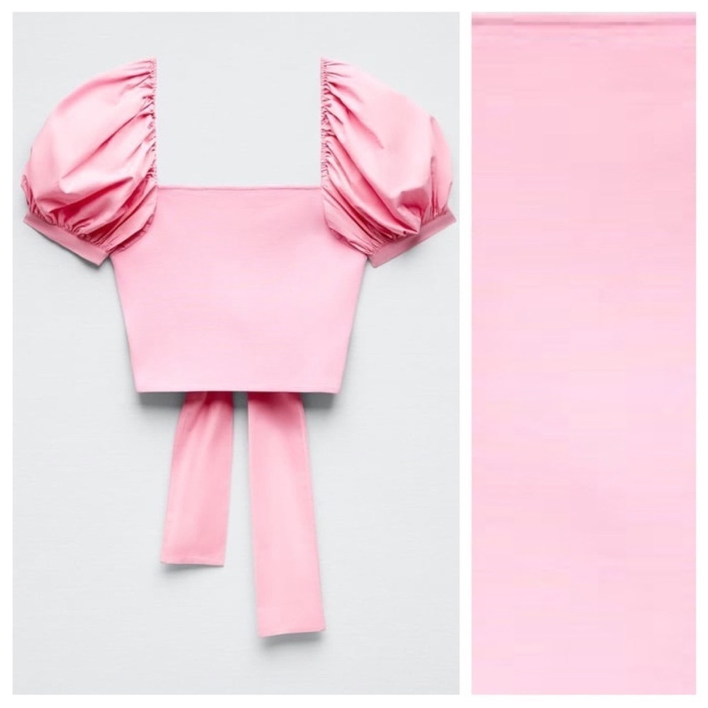 Pink zara top with puffy sleeves - Picture 3 of 6